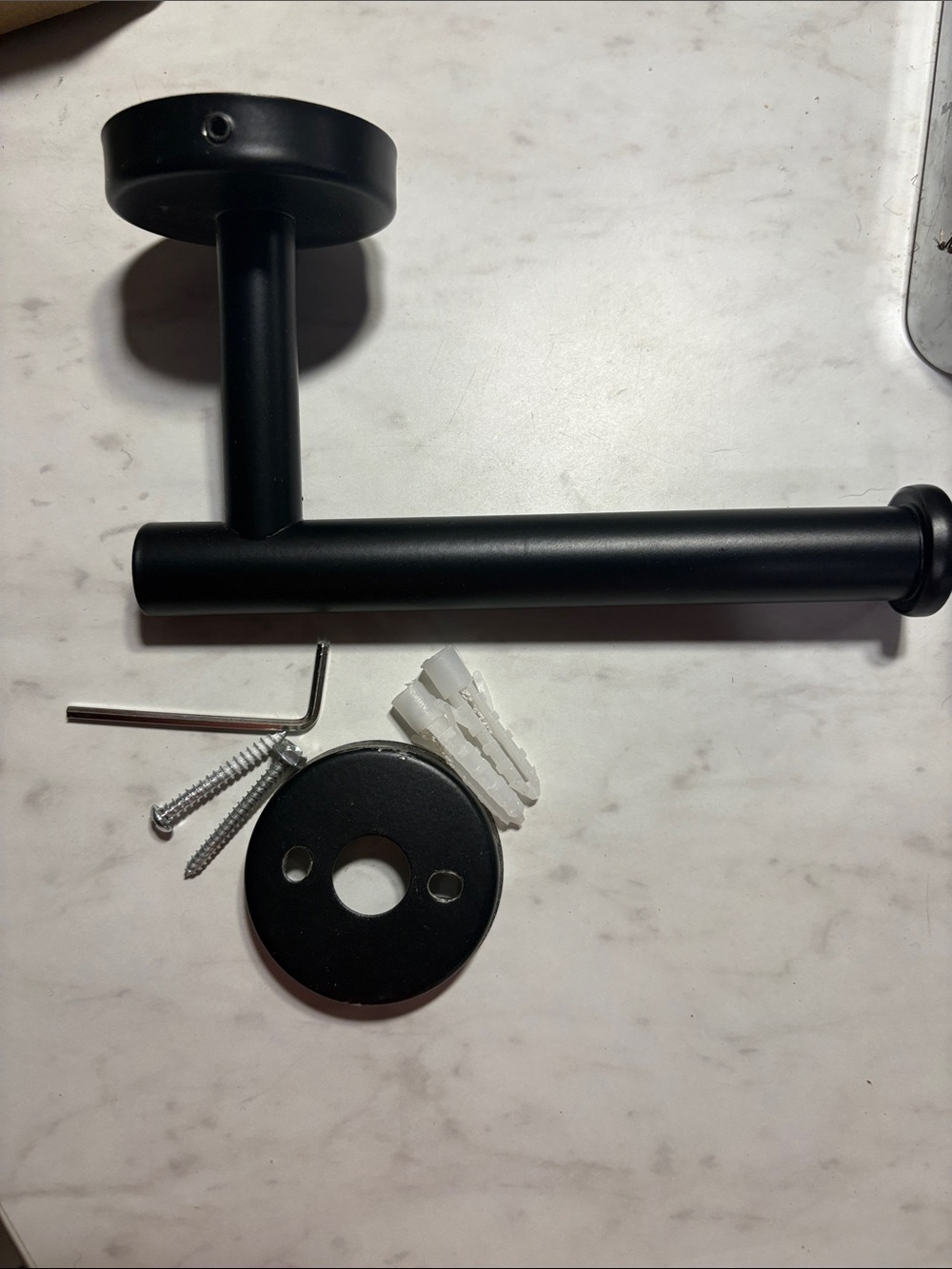 Matte Black Wall-Mounted Toilet Paper Holder with Hardware